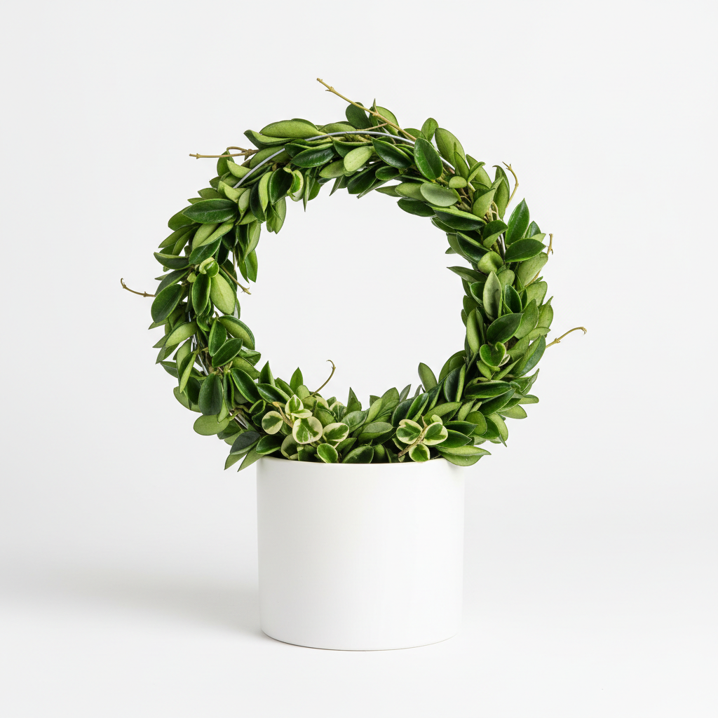 Hoya Carnosa Green on circular wire hoop