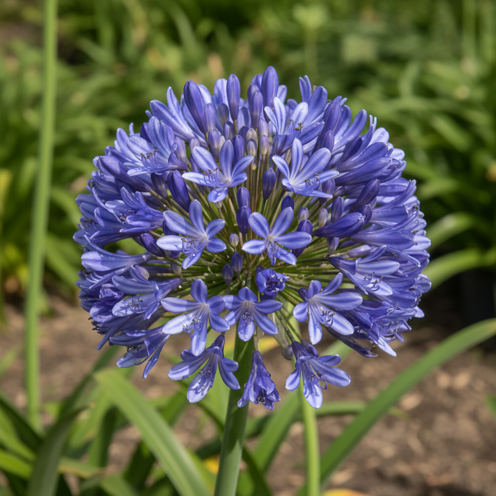 Agapanthus Praecox Blue close-up flower cluster