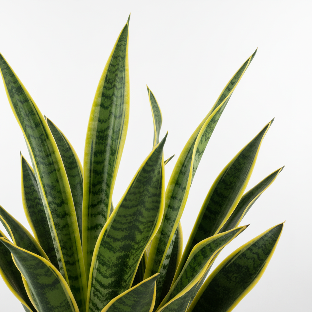 Sansevieria Variegated yellow striped leaves close up