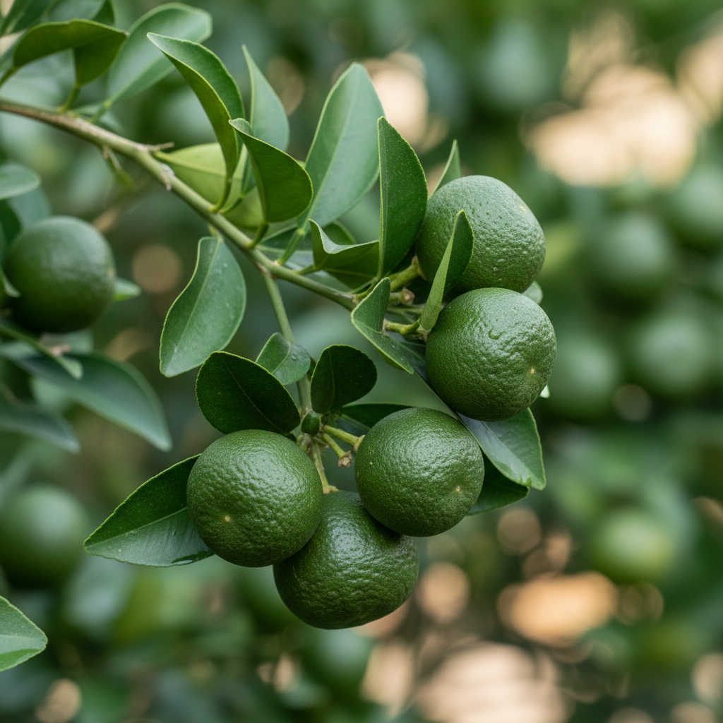 Calamondin green fruit close-up detail