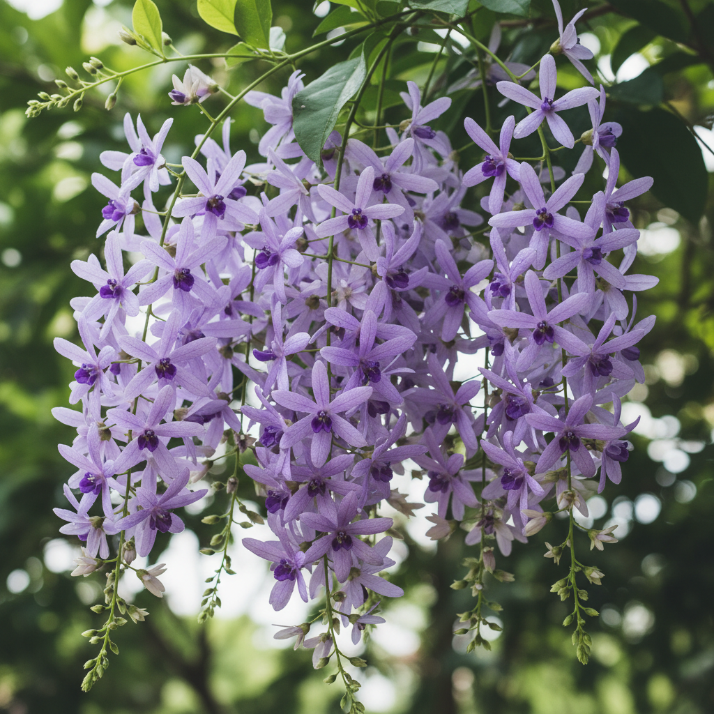 Petrea Volubilis purple flower raceme detail
