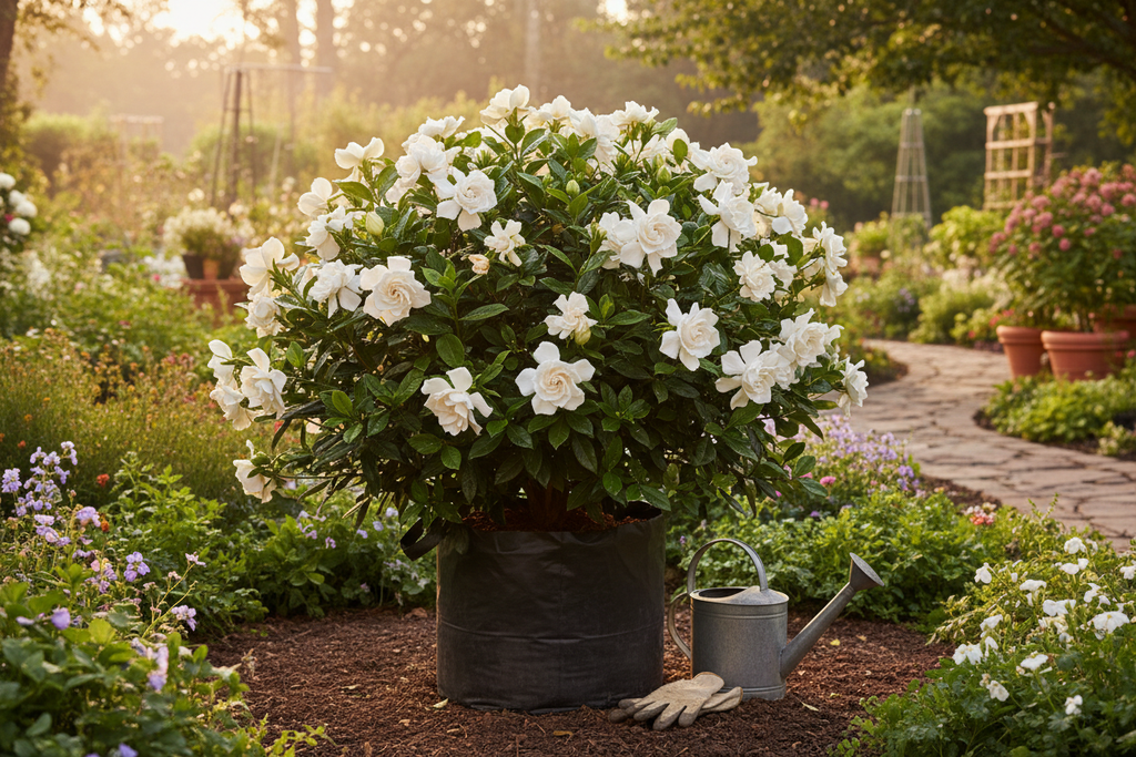 Gardenia Florida 20L Bush garden lifestyle shot