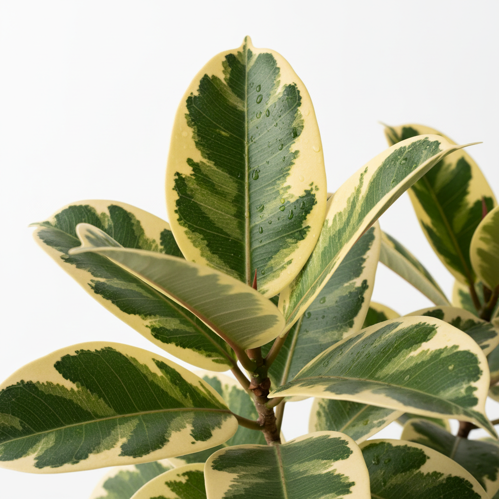 Ficus Bushy Golden King leaf detail