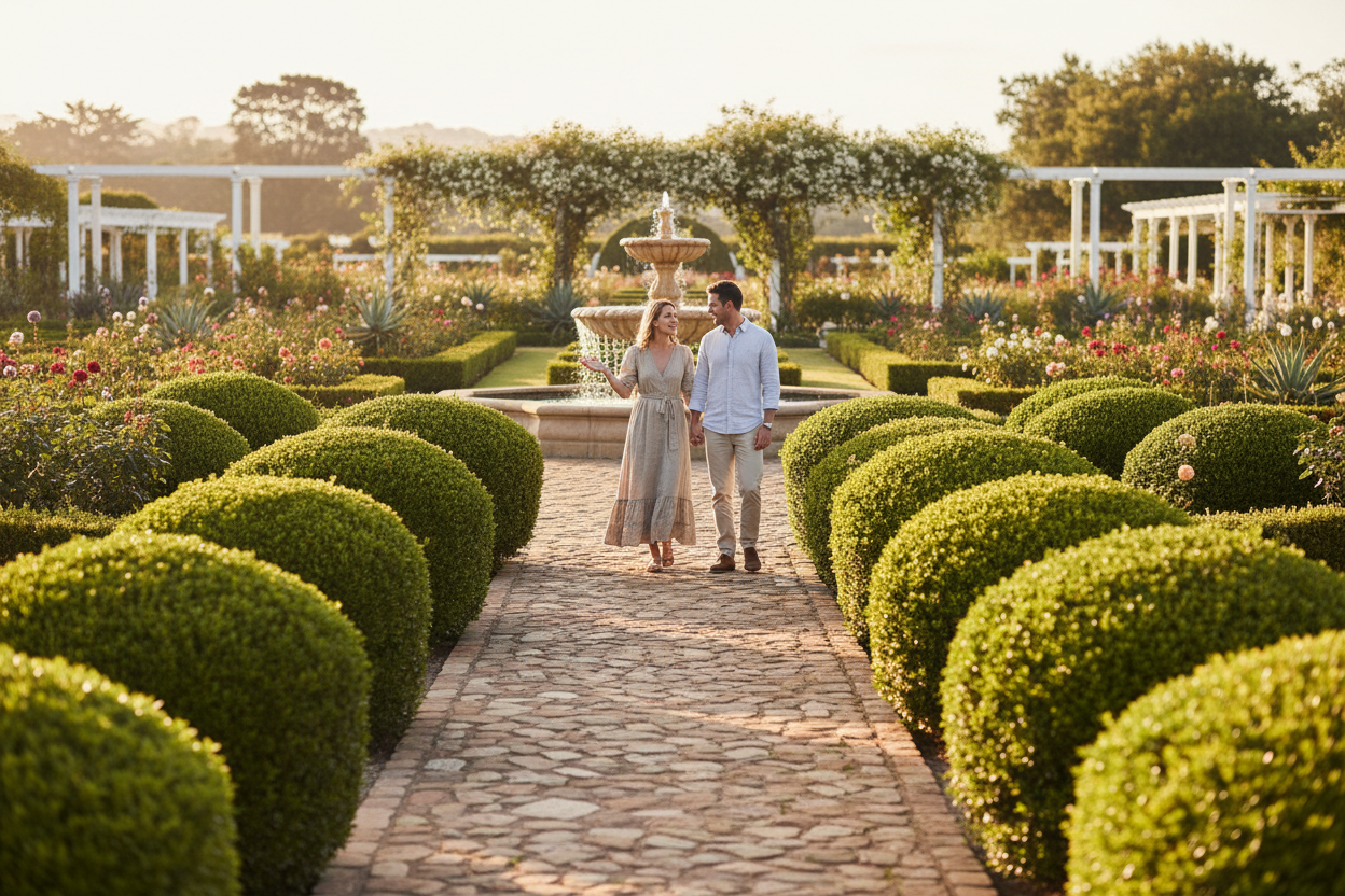 Buxus Faulkner formal garden hedge lifestyle shot