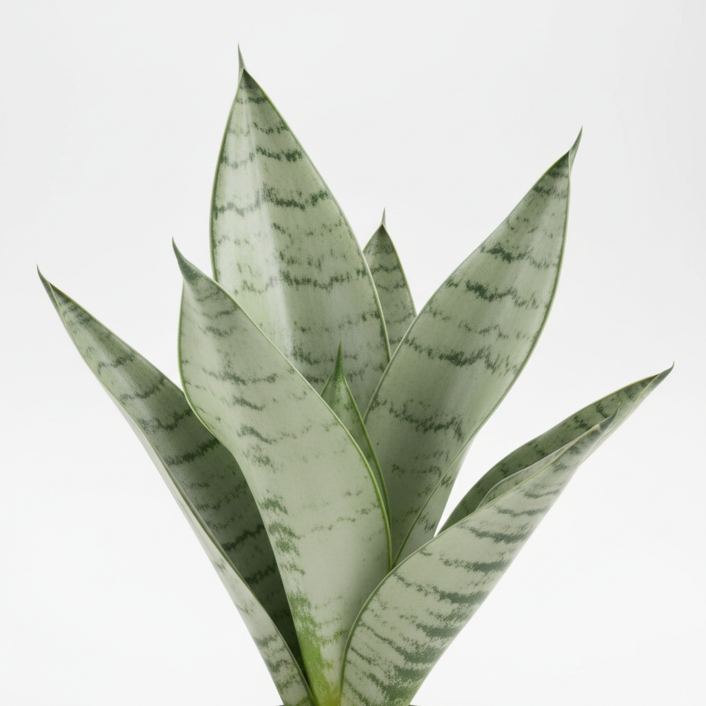 Sansevieria Moonshine Silver leaves close up