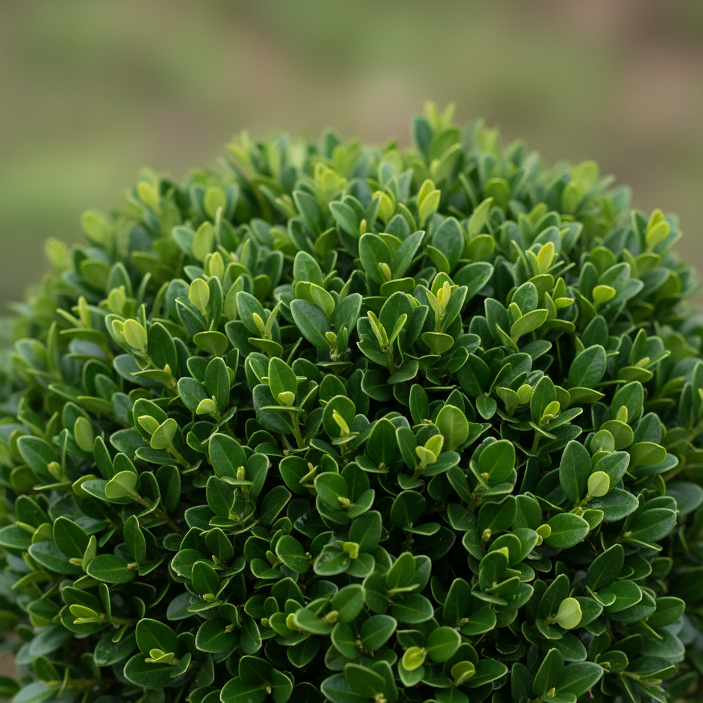 Buxus Faulkner close-up foliage detail