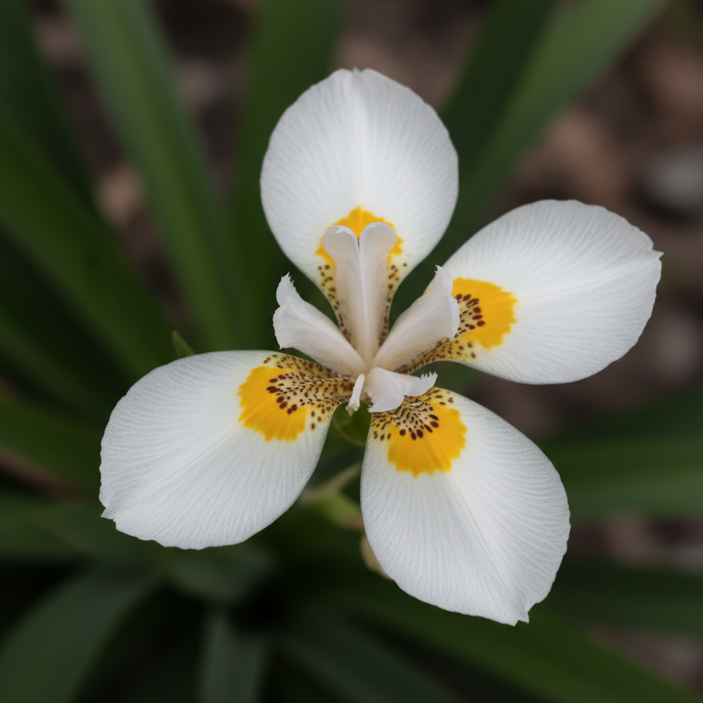 Dietes Grandiflora white flower close-up detail